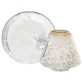 Yankee Candle Shimmer Glow - Lesklá a žiarivá tienidlo malé + tanier malý na sviečku malú Classic 8 x 9 cm (tienidlo), 17 x 17 cm (tanier)