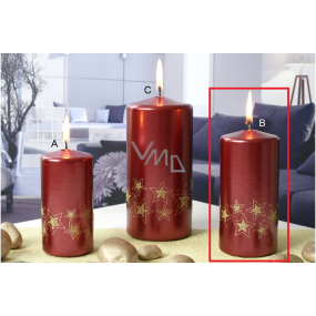 Lima Starlight sviečka červená / zlatá 60 x 120 mm 1 kus