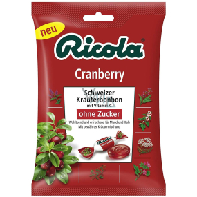 Ricola Cranberry - Brusnice švajčiarske bylinné cukríky bez cukru s vitamínom C z 13 bylín 75 g