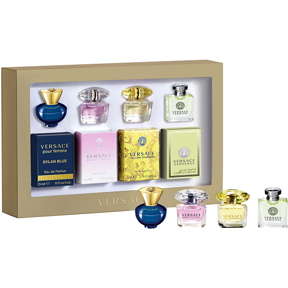 Versace Versense toaletná voda 5 ml + Yellow Diamond toaletná voda 5 ml + Bright Crystal toaletná voda 5 ml + Dylan Blue toaletná voda 5 ml, mini darčeková sada pre ženy