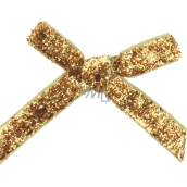 Mašľa zamatová úzka zlatá trblietavá 8 cm 12 kusov
