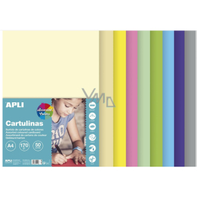 Apli Farebné papiere A4 mix pastelových farieb 170 g 50 listov