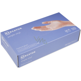 Mercator Rukavice hygienické jednorázové vinylové púdrované, veľkosť M, box 100 kusov, transparentná