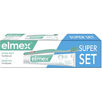 Elmex Sensitive zubná pasta + zubný kefka Ultra Soft, 75 ml