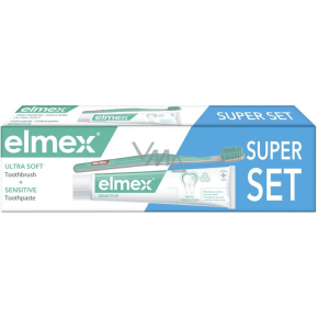 Elmex Sensitive zubná pasta + zubný kefka Ultra Soft, 75 ml