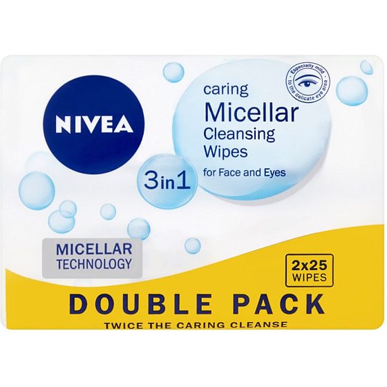 Nivea Micellar Wipes Aqua Rose odličovací ubrousky, 25 ks