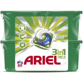 Ariel 3v1 Mountain Spring gélové kapsule na pranie bielizne 2 x 32 kusov