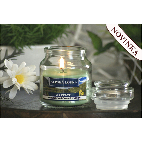 Lima Aroma Dreams Alpská lúka aromatická sviečka sklenička s viečkom 120 g