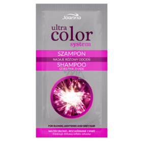 Joanna Ultra Color Pink šampón blond zosvetlené a šedivé vlasy odstráni zažltnutý odtieň 20 ml