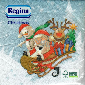Regina Papierové obrúsky 1 vrstvové 33 x 33 cm 20 kusov Vianočný Svetlo modré, Santa na saniach