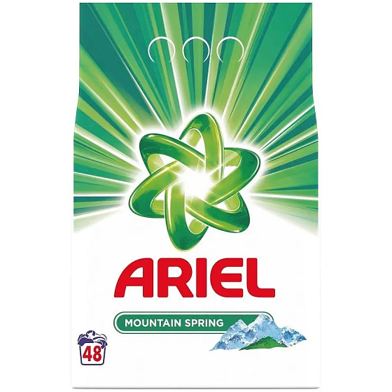 Ariel Mountain Spring prací prášok pre čisté a voňavé bielizeň bez škvŕn 48 dávok 3,6 kg