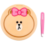 Line Friends Choco kompaktné dvojité zrkadlo s pinzetou 5 cm