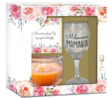 Albi Beloved Mother pohár na víno 220 ml + vonná sviečka + venovanie, darčeková sada
