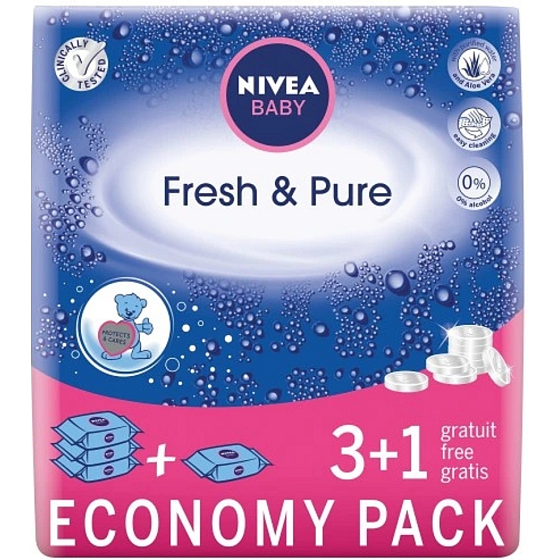 Nivea Baby Fresh & Pure čistiace obrúsky pre deti 4 x 63 kusov