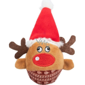 Trixie Xmas Reindeer Vianočný plyšový guľový sob, hrkajúci 6 x 12 cm