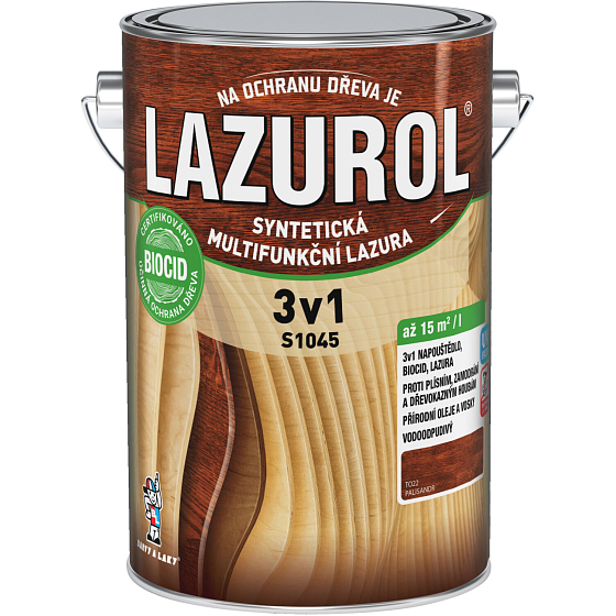 Lazurol 3v1 S1045 tenkovrstvá lazúra na drevo T022 palisandr 4 l