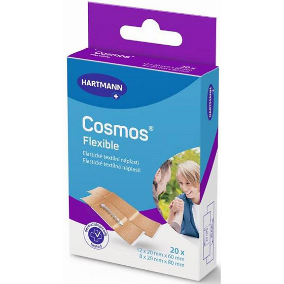 Cosmos Flexibilná textilná elastická náplasť v 2 veľkostiach 20 kusov