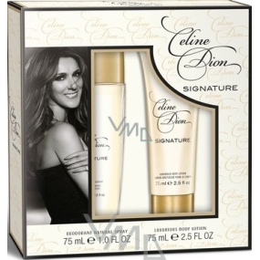 Celine Dion Signature parfumovaný dezodorant sklo pre ženy 75 ml + telové mlieko 75 ml, kozmetická sada