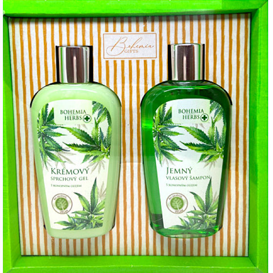 Bohemia Gifts Konopný olej sprchový gél 250 ml + šampón na vlasy 250 ml, kozmetická sada