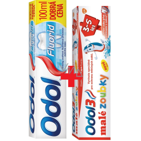 Odol Fluorid zubná pasta 100 ml + Odol3 Malé zúbky 3-5 rokov zubná pasta 50 ml, duopack