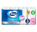Zewa Deluxe Aqua Tube Delicate Care toaletný papier 3 vrstvový 150 útržkov 16 kusov, rolička, ktorú môžete spláchnuť