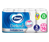 Zewa Deluxe Aqua Tube Delicate Care toaletný papier 3 vrstvový 150 útržkov 16 kusov, rolička, ktorú môžete spláchnuť