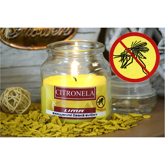 Lima Aroma Dreams Citronella repelentná aromatická sviečka sklenená s viečkom 120 g