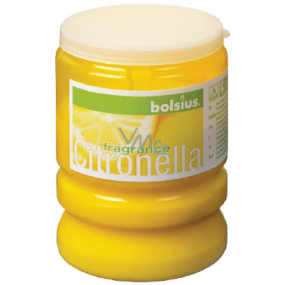 Bolsius Aromatic Citronela repelentná vonná sviečka proti komárom, v plaste, citrónovo žltá 65 x 86 mm