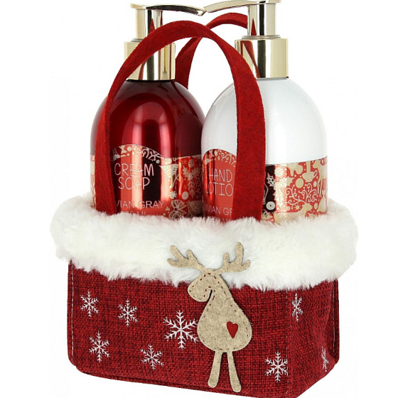 Vivian Gray Christmas Red tekuté mydlo 250 ml + mlieko na ruky 250 ml, kozmetická sada