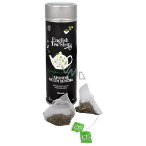 English Tea Shop Bio Zelený čaj Sencha 15 kusov bioodbúrateľných pyramídiek čaju v recyklovateľnej plechovej dóze 30 g