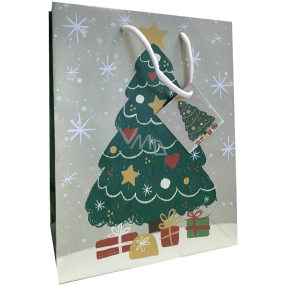 Nekupto Dárková papírová taška 14 x 11 x 6,5 cm Vánoční stromeček s dárky