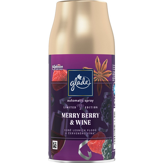 Glade Merry Berry & Wine automatický osviežovač vzduchu s vôňou lesných plodov a červeného vína náhradná kazeta v spreji 269 ml
