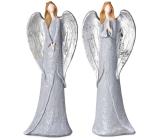 Anjel v sivých šatách so striebornými krídlami polyresin 70 x 200 mm zmes druhov