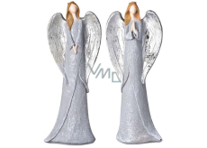 Anjel v sivých šatách so striebornými krídlami polyresin 70 x 200 mm zmes druhov