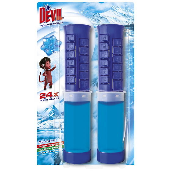 Dr.Devil Polar Aqua 3v1 Point Block WC bodový blok duopack 2 x 75 ml