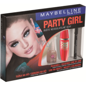 Maybelline Party Girl riasenka 10,4 ml + lak na nechty 7,5 ml + ceruzka na oči 2 g, kozmetická sada