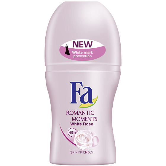 Fa Romantic White Rose guličkový dezodorant roll-on pre ženy 50 ml