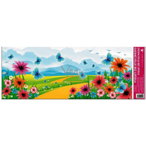 Okenná fólia bez lepidla krajinka s modrým motýľom 60 x 22,5 cm 1 kus