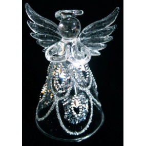 Anjel sklenený so strieborným dekorom 8 cm