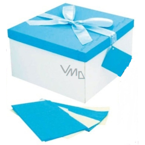 Anjel Darčeková krabička skladacia s mašľou celoročné bielo-modrá 22 x 22 x 13 cm