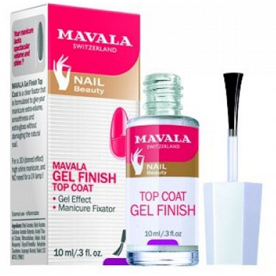 Mavala Gel Finish Top Coat vrchný lak s gélovým efektom bráni štiepeniu nechtov a predčasnému olupovaniu laku 10 ml