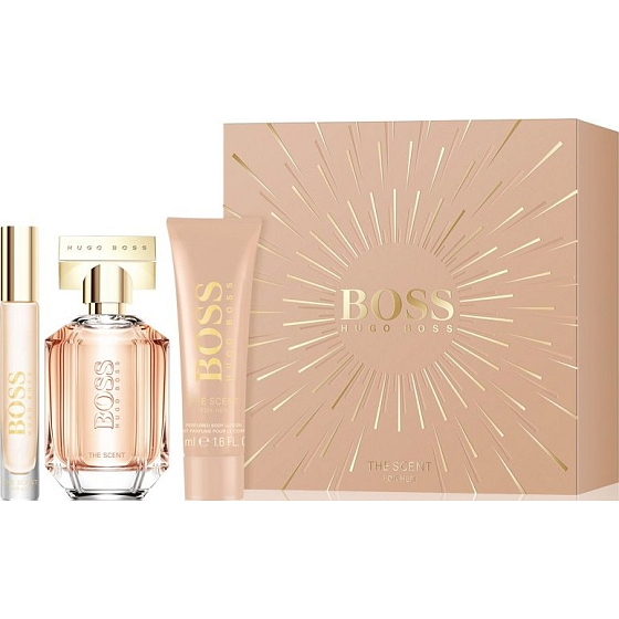 Hugo Boss Boss The Scent toaletná voda pre ženy 50 ml + toaletná voda 7,4 ml + telové mlieko 100 ml, darčeková sada