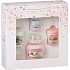 Yankee Candle Everyday Cherry Blossom - Čerešňový kvet vonná sviečka Classic malá sklo 104 g + Soft Blanket - Jemná prikrývka + Sweet Nothings - Sladké nič + Sun Drenched Apricot Rose - vyšúchaný marhuľová ruža votívny sviečka 3 x 49 g, darčeková sada