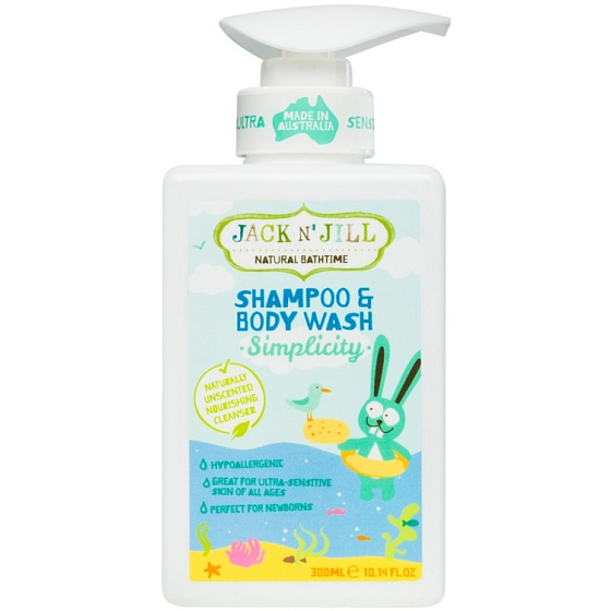 Jack N Jill BIO Simplicity Jednoduchosť 2v1 sprchový gél a šampón pre deti dávkovač 300 ml