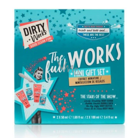 Dirty Works The Full Works pena do kúpeľa 100 ml + sprchový gél 100 ml + telový peeling 50 ml + telové mlieko 50 ml, kozmetická sada