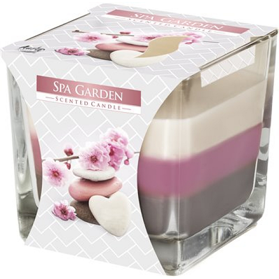 Bispol Spa Garden - Kúpeľná záhrada trojfarebná vonná sviečka sklo, doba horenia 32 hodín 170 g