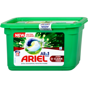 Ariel All in 1 Pods Extra Clean Power gélové kapsule univerzálny na pranie 12 kusov 326,4 g