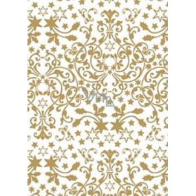 Ditipo Darčekový baliaci papier 70 x 200 cm Biely zlaté hviezdy a ornamenty
