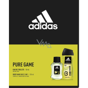 Adidas Pure Game 3v1 sprchový gél 250 ml + toaletná voda 50 ml, darčeková sada pre mužov