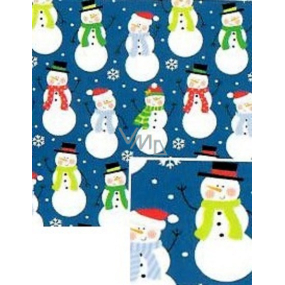 Nekupto Vianočný baliaci papier na darčeky 70 x 1000 cm Modrí snehuliaci